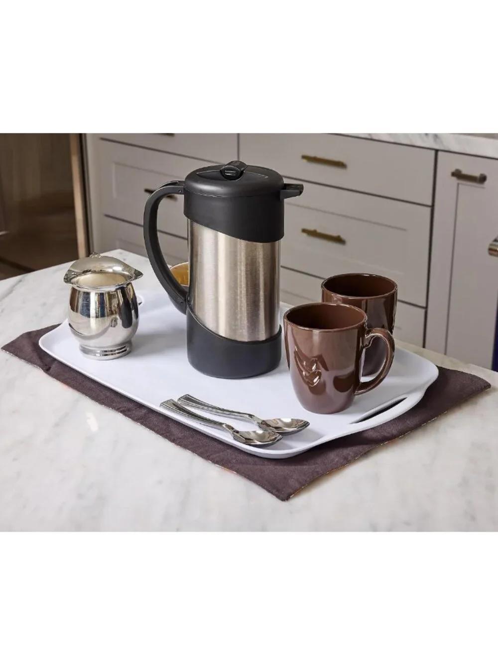 Large White Melamine Serving Tray Set of 2 - 19x12
